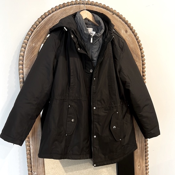 2-in-1 ! Susan Graver Water Resistant Systems Jacket, Black & Dark Gray, A460573 - Picture 12 of 13